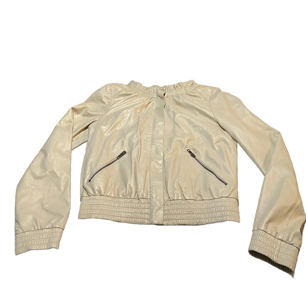 Women's Cream Bomber Jacket - Lightweight Zip Pockets
